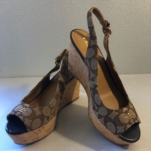 coach ferry signature platform wedge sandal
